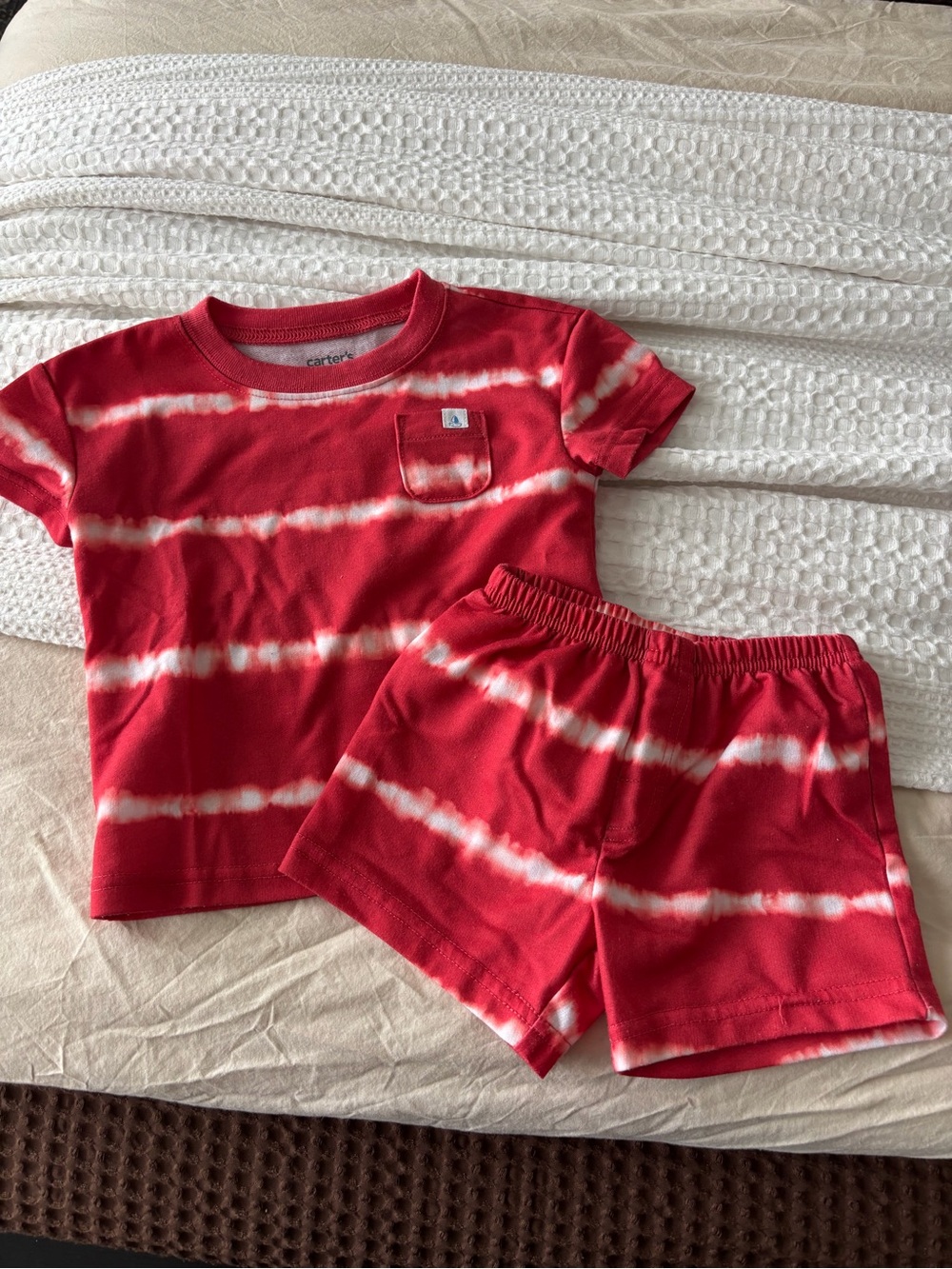 Carter's Red and White Tie-Dye Short Sleeve Pajama Set